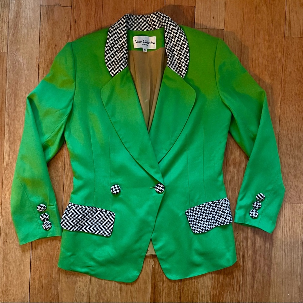 Vintage Green and Houndstooth Blazer